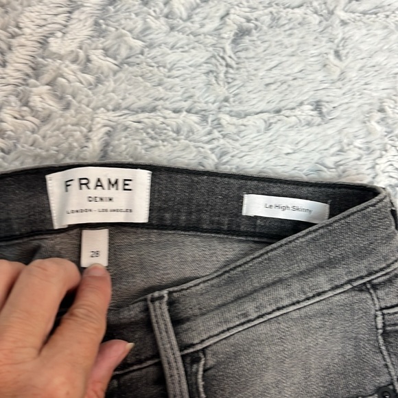 Frame Le High Skinny Grey Denim Frayed Hem Jeans 28 - Picture 7 of 10